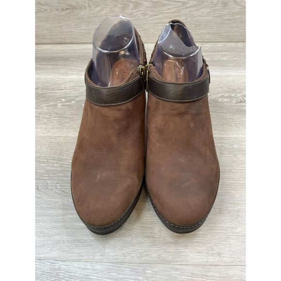 Clarks Artisan Mural Women's Bootie Ankle Clogs Heel Boot Leather 10 Brown Shoes - Picture 2 of 11
